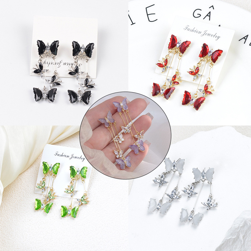 Super fairy-like tassel bow earrings, Chinese style, niche zircon design, unique and elegant long earrings for women