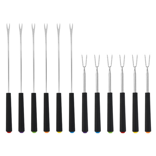 New barbecue fork wholesale outdoor portable barbecue tools barbecue fork stainless steel V-shaped creative telescopic barbecue needle