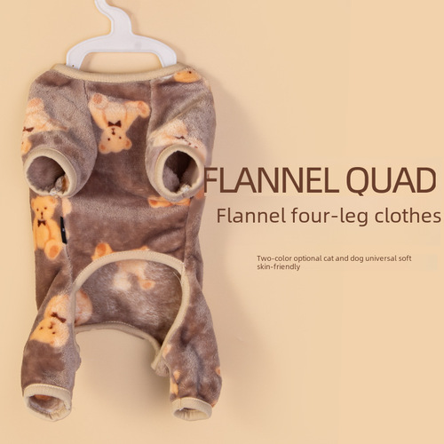 Pet clothes cute teddy bear sweatshirt for autumn and winter four-legged clothes dog clothing cat clothes flannel source factory
