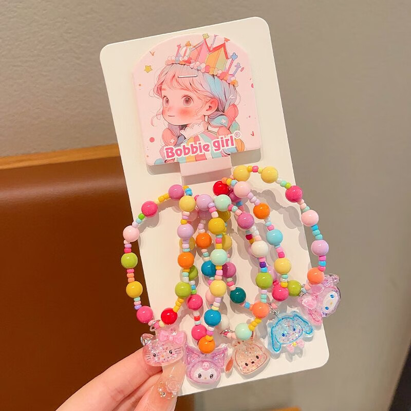 子供のヘアアクセサリーかわいい漫画クロメビーズブレスレット女の子ブレスレット 2025 新しい女の子ジュエリーブレスレット|undefined