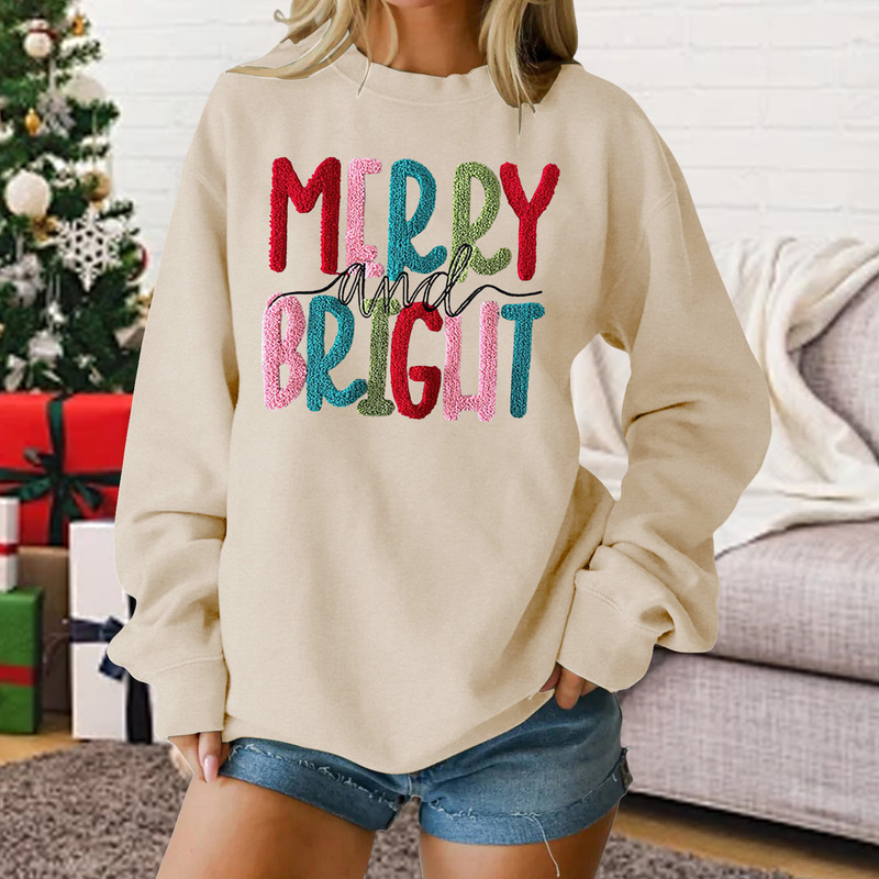 Amazon's Best-Selling Long-Sleeved Round Neck Sweatshirt for Women in Autumn New Loose Large Size Christmas Tops Europe and America Amazon's Best-Selling Long-Sleeved Round Neck Sweatshirt for Women in Autumn New Loose Large Size Christmas Tops Europe and America