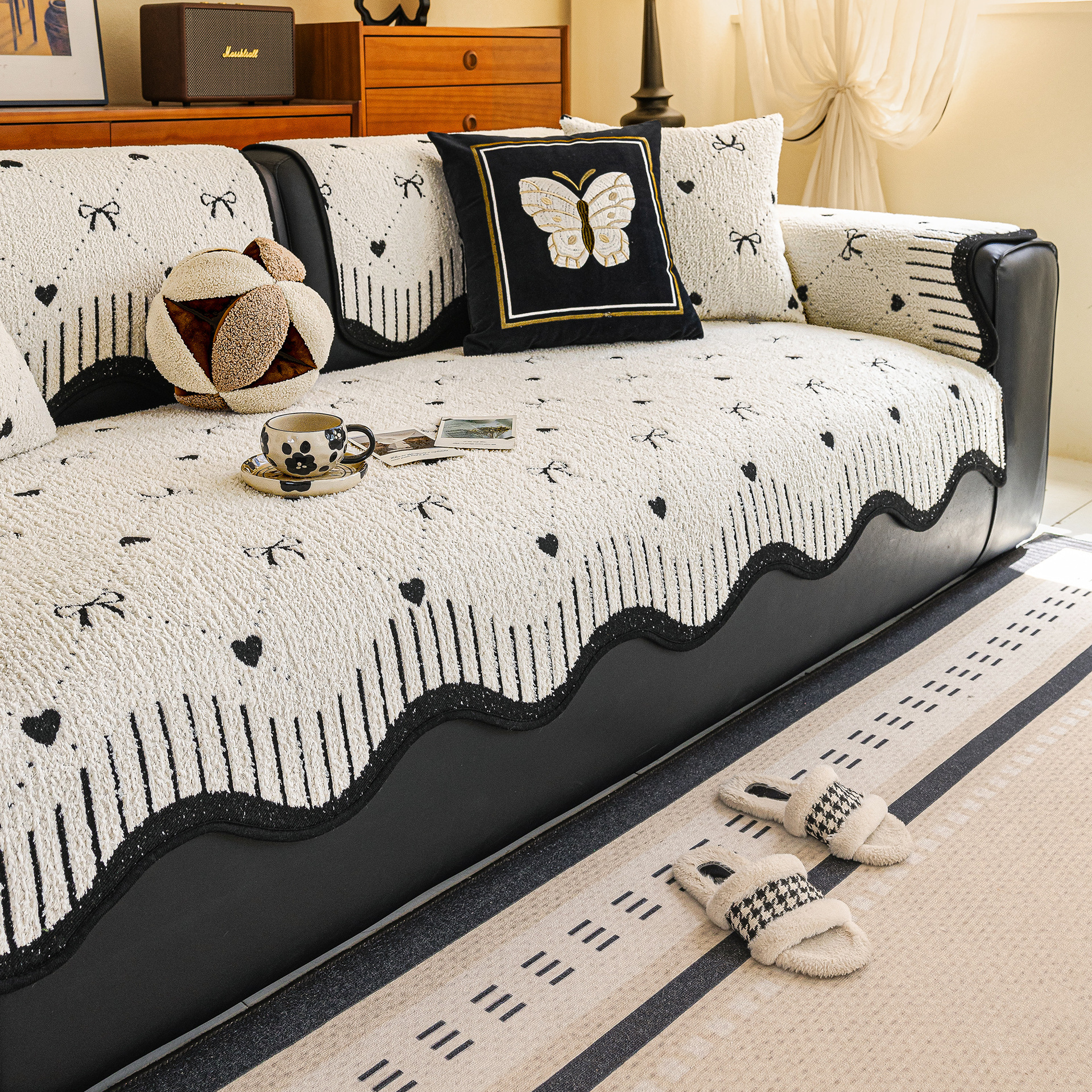 Otoño e invierno engrosado cojín de sofá de peluche 2025 nuevo invierno caliente sofá de piel recta fijo cojín antideslizante tela