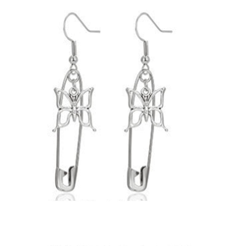 Orecchini a forma di farfalla con graffetta, stile Ins, alla moda, in metallo anticato, orecchini gotici_voghion.com