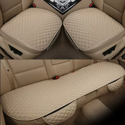 Small Diamond-Shaped, No-Tie Breathable Seat cushion, seat cover - beige-small-three-pieces-2-square-cushions-in-the-front-row-long-cushions-in-the-back-row