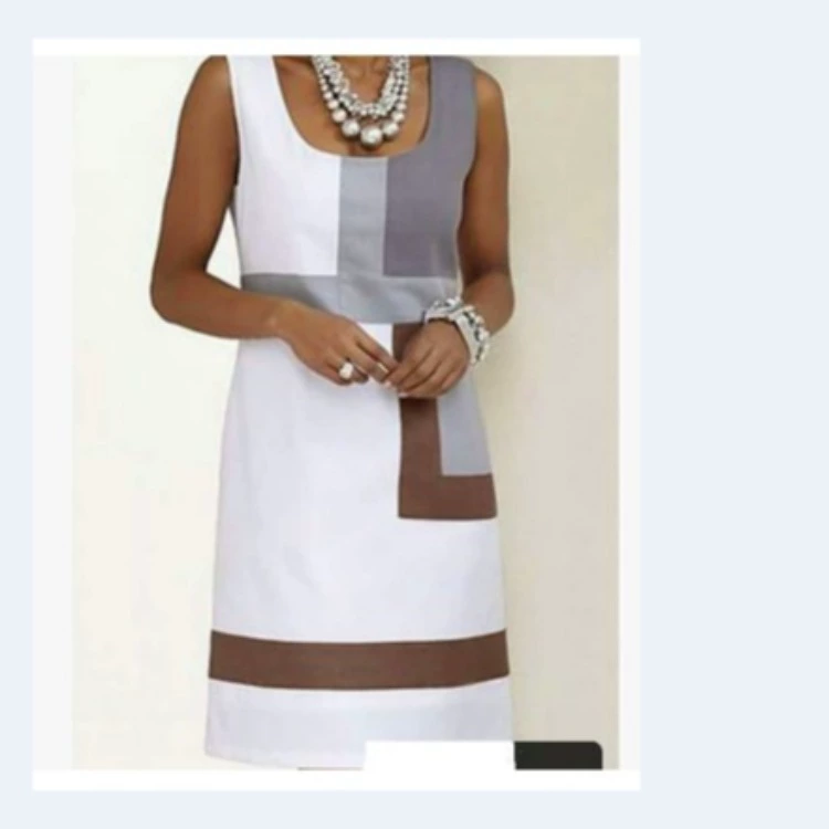 Независимая станция Новая цифровая печать без рукавов Летнее свободное женское платье больших размеров