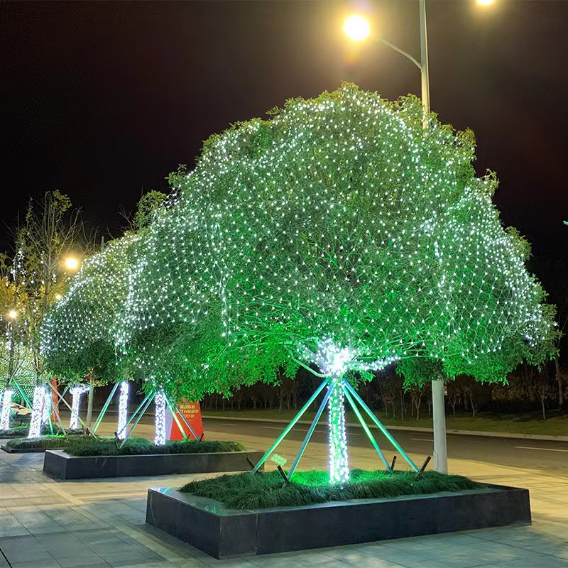 LED fish net lights grid lights factory wholesale engineering lighting outdoor courtyard hotel lawn waterproof Christmas decoration