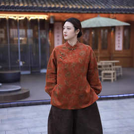 2026爆款香云纱桑蚕丝真丝太太服优雅气质国风新中式手工盘扣上衣