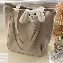 原创自制韩版大容量ins简约慵懒风帆布包学生上课百搭通勤托特包