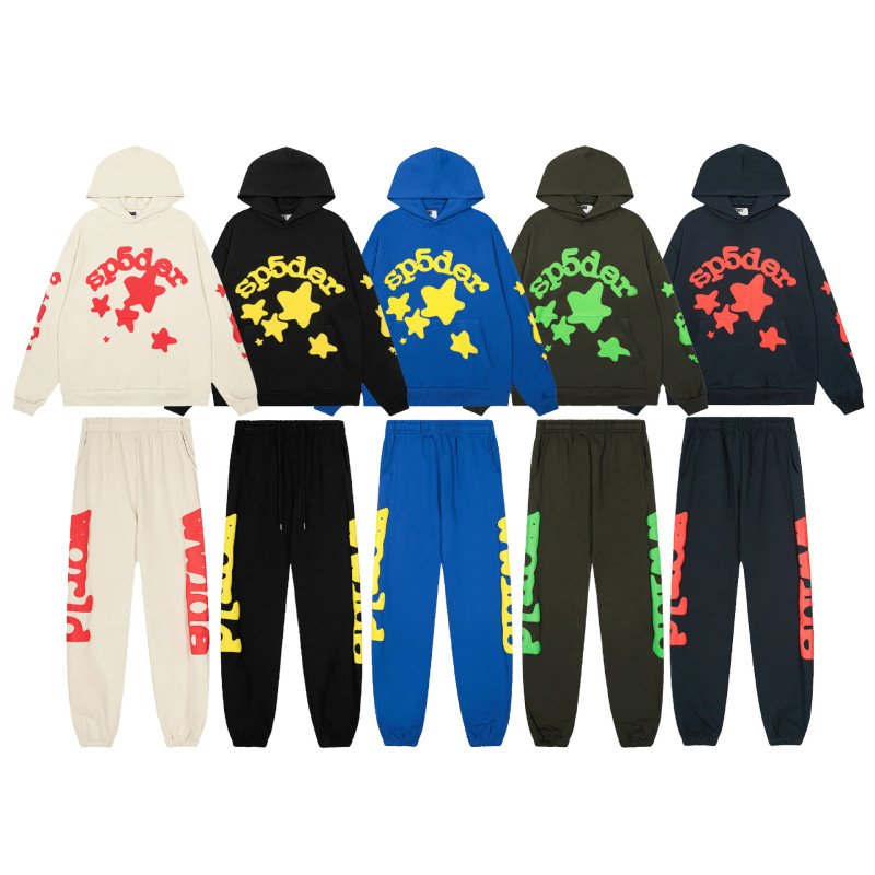 Sp1derヒップホップ歌手Young Thugと同じスタイルのフォームレター555555カップル用パーカーPinkスウェットシャツ|undefined