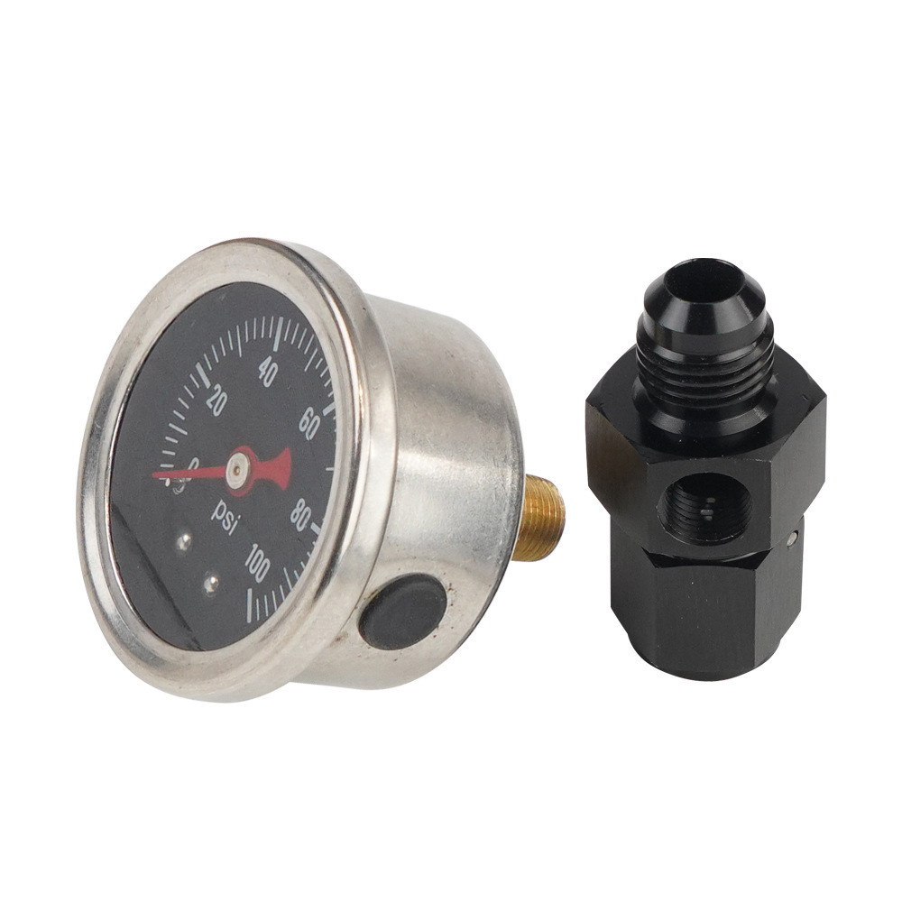 Qìchē – automobile instrument 0-100Psi Fuel Regulator Pressure - oil-gauge-with-an6-conversion-connector