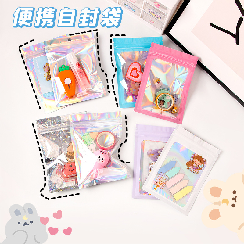 Color láser ziplock bolsa transparente engrosada embalaje bolsa de plástico diario regalo de almacenamiento impermeable bolsa sellada al por mayor