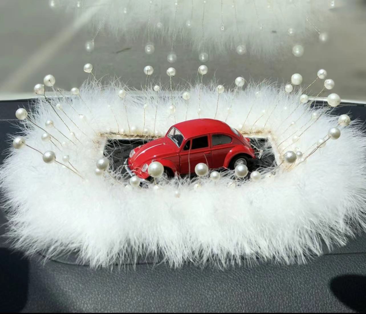 Adornos de coche de un solo traje Adornos de un solo traje Adornos de Buda con cojín Bola de diamante en polvo blanco Bola de cisne Cerámica decorativa