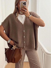 N 58953L Retro Loose Knitted Vest ������֯���� �羳ŷ��