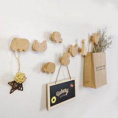 Fun animal solid wood hooks creative wooden seamless adhesive hooks coat hooks behind door hooks beech wood coat hooks manufacturer