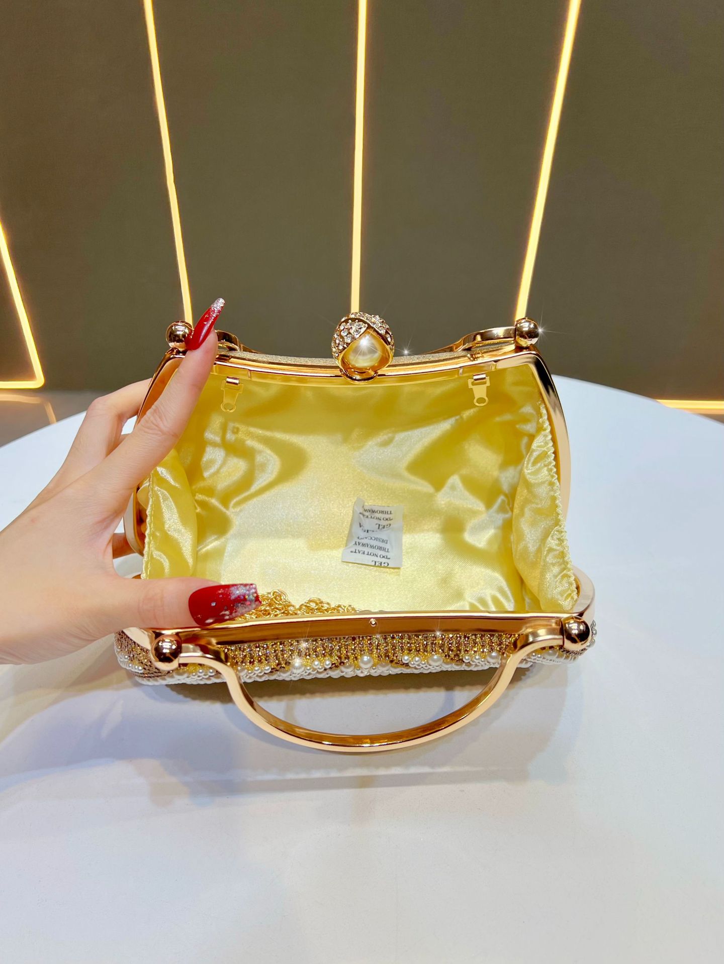 Damen Abendtasche Mit Perlen Und Strass Für Elegante Anlässe_voghion.com