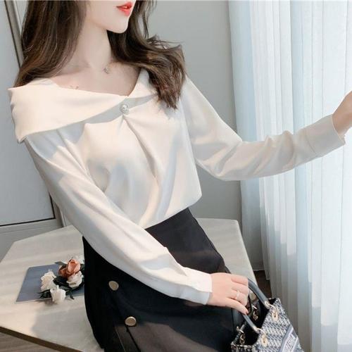 Women's Spring Satin Blouse Design Sensory Minority Trendy Versatile Loose Lightweight Mature Chic chiffon shirt