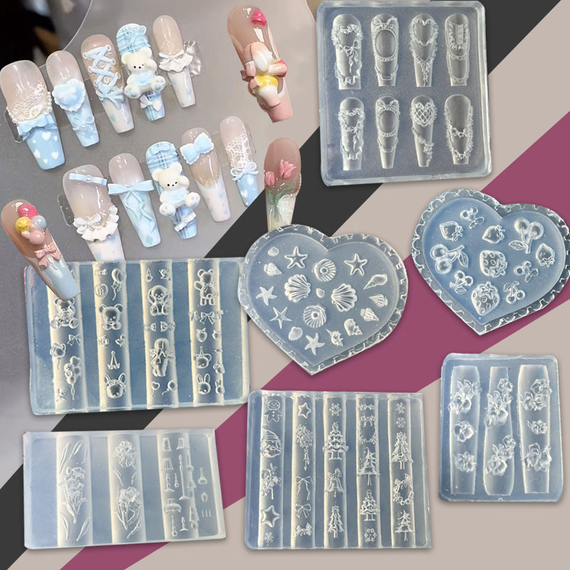 Cross-border Hot Sale High Transparent Nail Art Mold Cartoon Animal Bear Bow Flower Bow DIY Three-dimensional Relief Nail Art Mold Cross-border Hot Sale High Transparent Nail Art Mold Cartoon Animal Bear Bow Flower Bow DIY Three-dimensional Relief Nail Art Mold