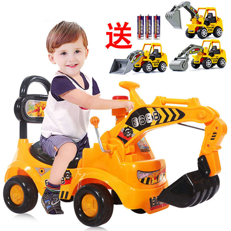 Large ride-on excavator for children, rideable digger, sliding twist car, toy car for boys, construction vehicle