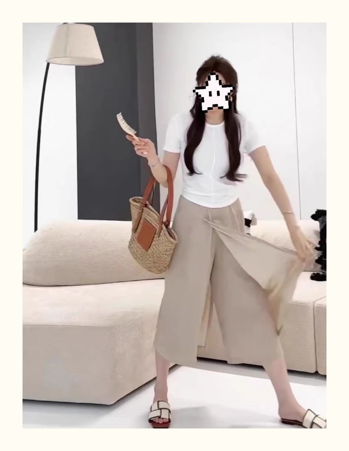 카키 팬츠 수트