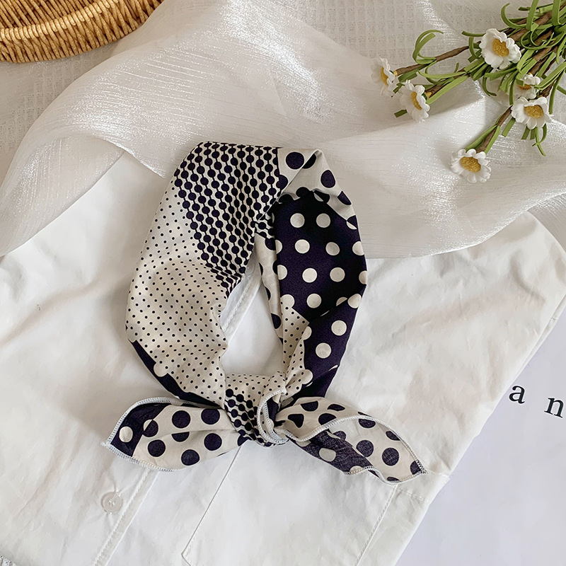 Bufanda de seda, bufanda cuadrada pequeña, nueva bufanda de seda literaria fresca, bufanda, bolso floral dulce, pañuelo en la cabeza, cinta para el cabello, serpentinas para el cabello