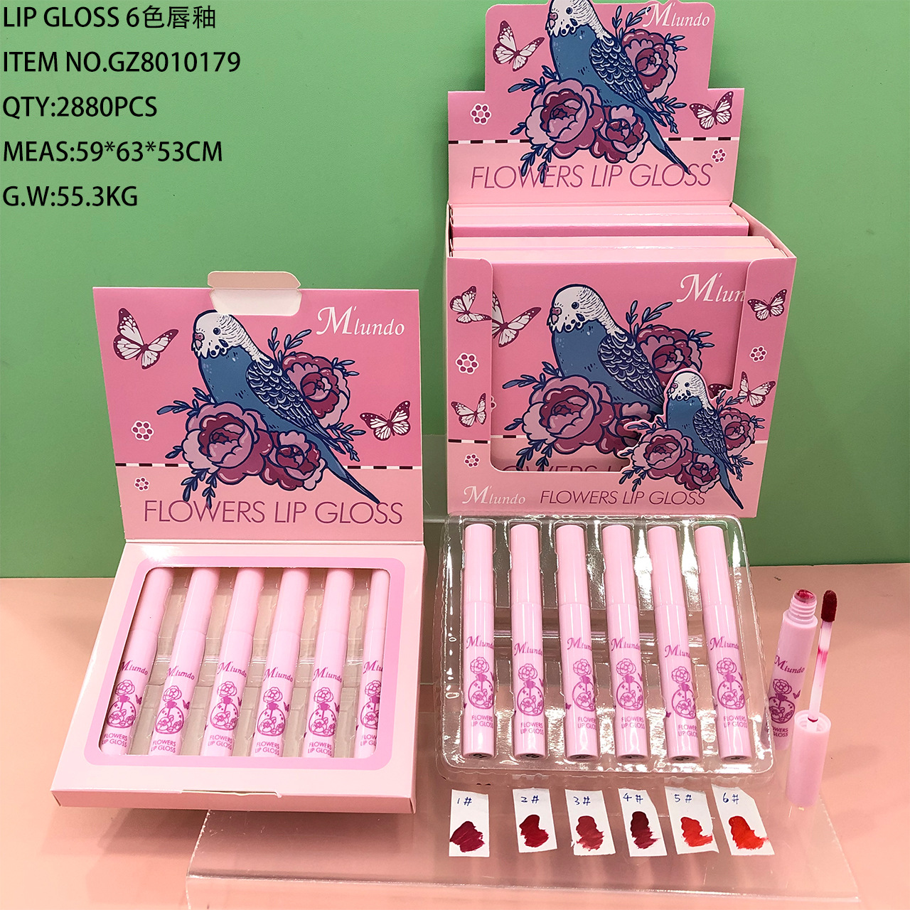 Nuevo producto MLUNDO, set de 6 labiales mate antiadherentes, brillo labial, venta al por mayor.