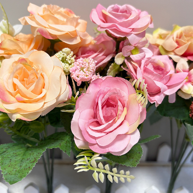 仿真花法式玫瑰花花束 永生花假花家居装饰 婚庆场景布置厂家批发|undefined