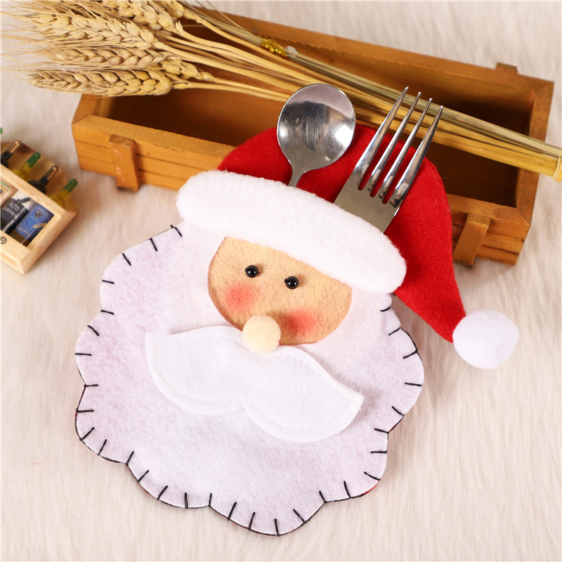 Santa Claus cuchillo y tenedor cubierta artículos navideños bolsas de cubierta navideñas decoración de decoración de mesa navideña
