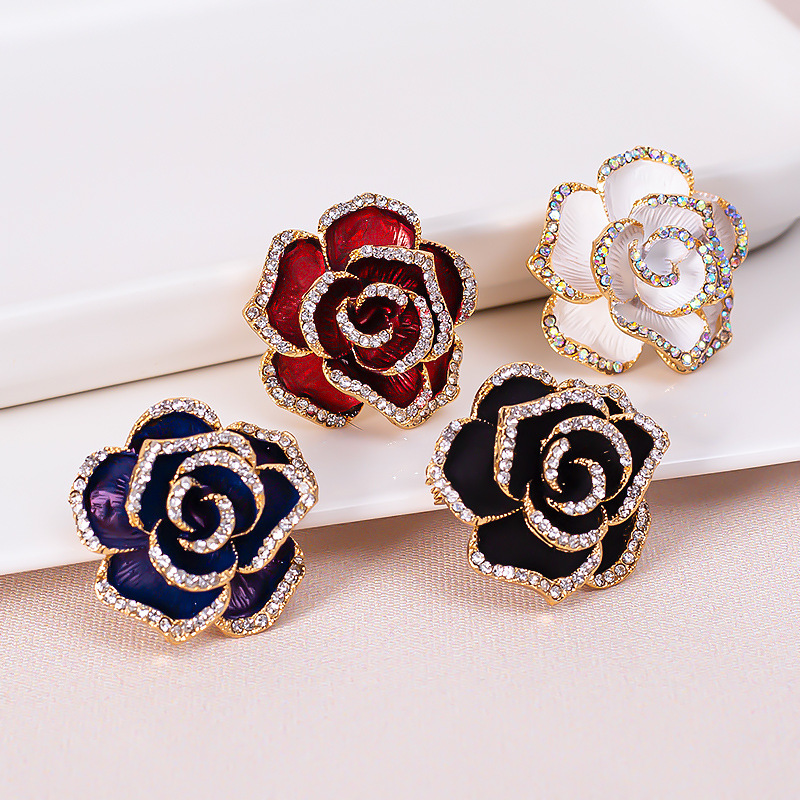 Kamelien Brosche Mit Strass Für Damen Elegantes Kostüm Accessoire_voghion.com
