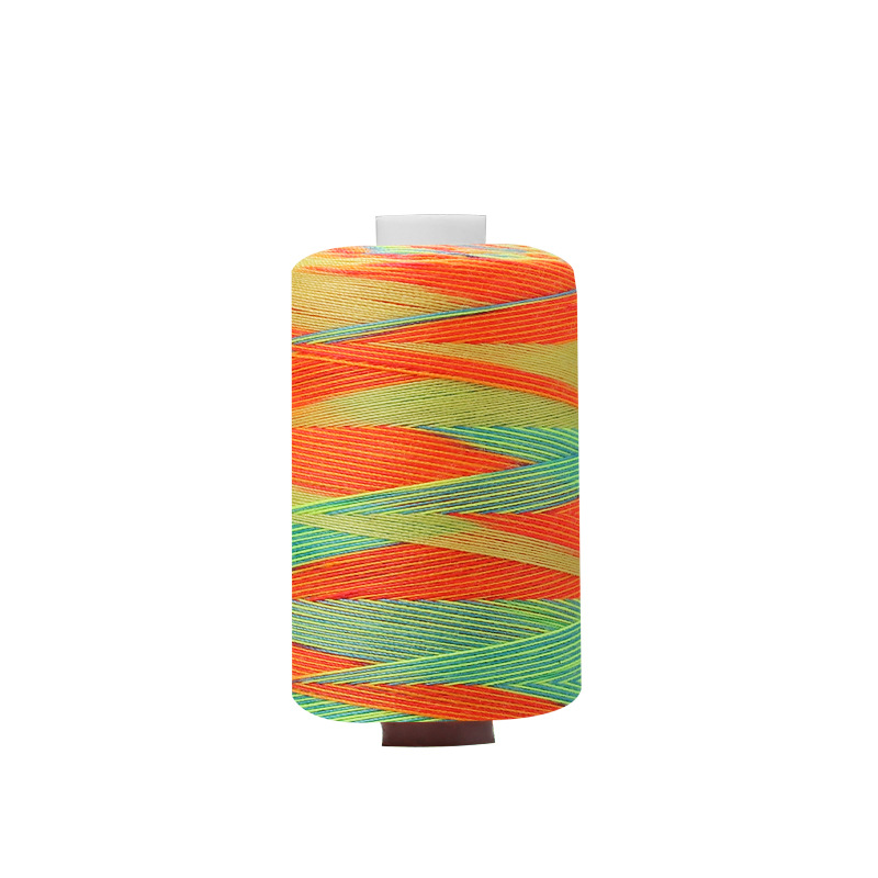 Línea multicolor de poliéster línea de prendas de vestir sección arco iris teñida línea de aguja manual línea de costura multicolor 402 hilo de costura de color