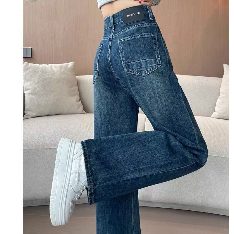 Narrow High-Waisted Jeans for Women Summer 2025 New High-Waisted Loose Draped Trousers Straight Pants for Women