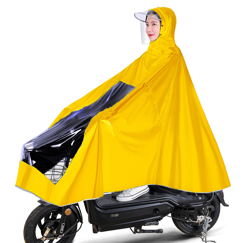 Nuevo impermeable motocicleta eléctrica batería coche montar extra-grande engrosada hombres y mujeres largo poncho a prueba de lluvia de cuerpo completo