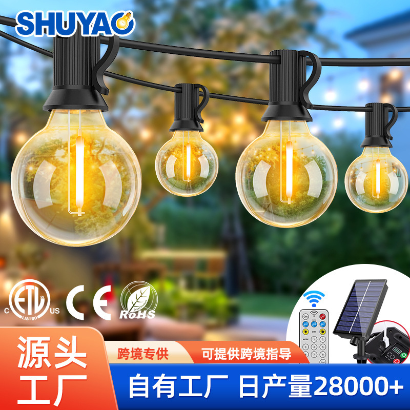 G40 Solar String Lights Outdoor Waterproof Camp Decorative Lights Led Remote Control Dimming Camping Style Atmosphere Lights Plastic Anti-Fall G40 Solar String Lights Outdoor Waterproof Camp Decorative Lights Led Remote Control Dimming Camping Style Atmosphere Lights Plastic Anti-Fall