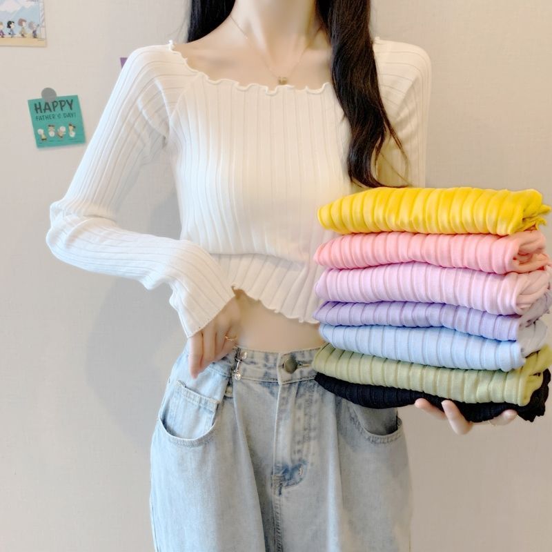秋冬甜美边毛衣女百搭上衣薄款洋气打底衫内搭小个子针织衫女批发|undefined