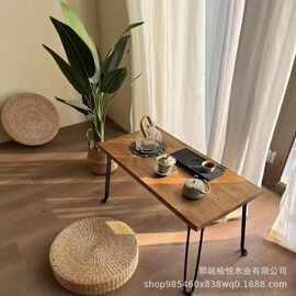 老榆木露营桌子折叠围炉煮茶户外卡式炉便携可折叠庭院实木茶桌
