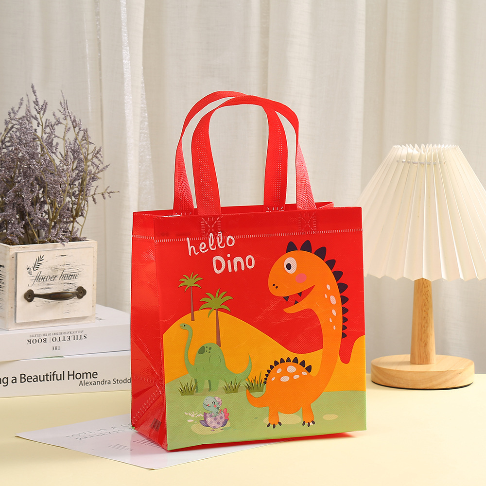 Bolsa de regalo pequeña para el Día del Niño, bolsa de regalo de tela no tejida con diseño de dinosaurio, bolsa de regalo para dulces de jardín de infantes image 2
