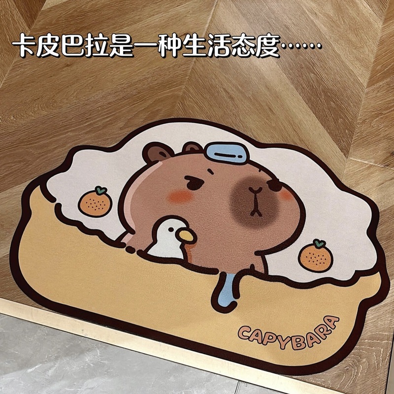 Kapibala 珪藻泥フロアマット吸水速乾浴室フロアマット浴室ドアノンスリップマット漫画足マット|undefined