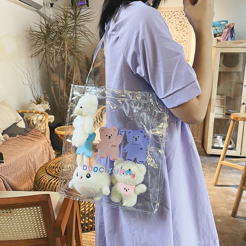 Wholesale Cartoon Color Printing Bear Transparent Shoulder Bag Nihaojewelry display picture 14