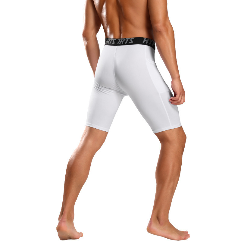 Pantalones Cortos Pro de Compresión Deportivos para Hombre de Poliéster con Bolsillos para Correr y Gimnasio
