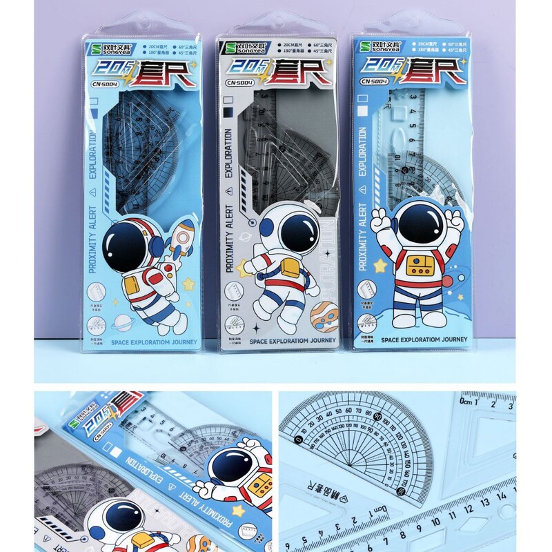 漫画かわいい定規セット 4 ピース小学生文具セット学用品定規三角板分度器卸売|undefined