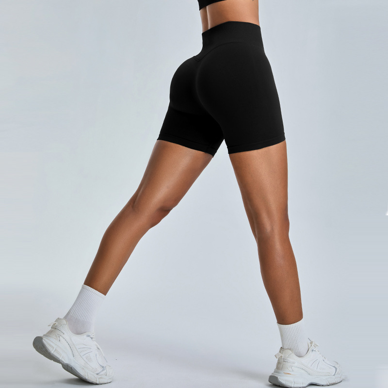 Nuevos pantalones cortos de yoga de cintura alta sin costura en Europa y los Estados Unidos, pantalones cortos deportivos para correr y secar rápidamente