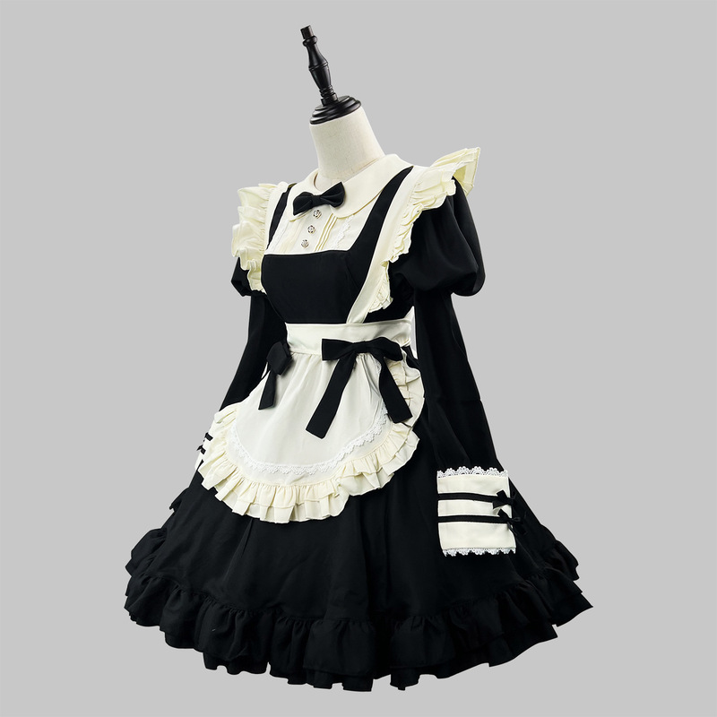 新作ロリータブラックドレス日本の修道女レースメイド服カフェかわいい日本のメイドドレス|undefined
