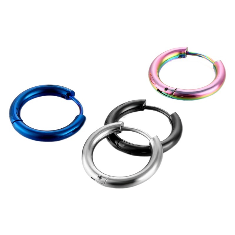 Cross-Border 316 Ear Studs 2.5mm Thick Coil Earrings Simple Unisex Stainless Steel Hoop Earrings Fashionable Ear Jewelry