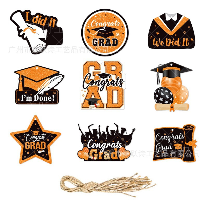 Nueva decoración de fiesta de graduación etiqueta colgante decoración soltero sombrero estrella colgante decoración Universidad graduación temporada decoración suministros