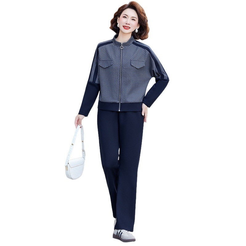 中老年女装两件套妈妈秋装时尚休闲运动服套装2025新款洋气上衣服|undefined