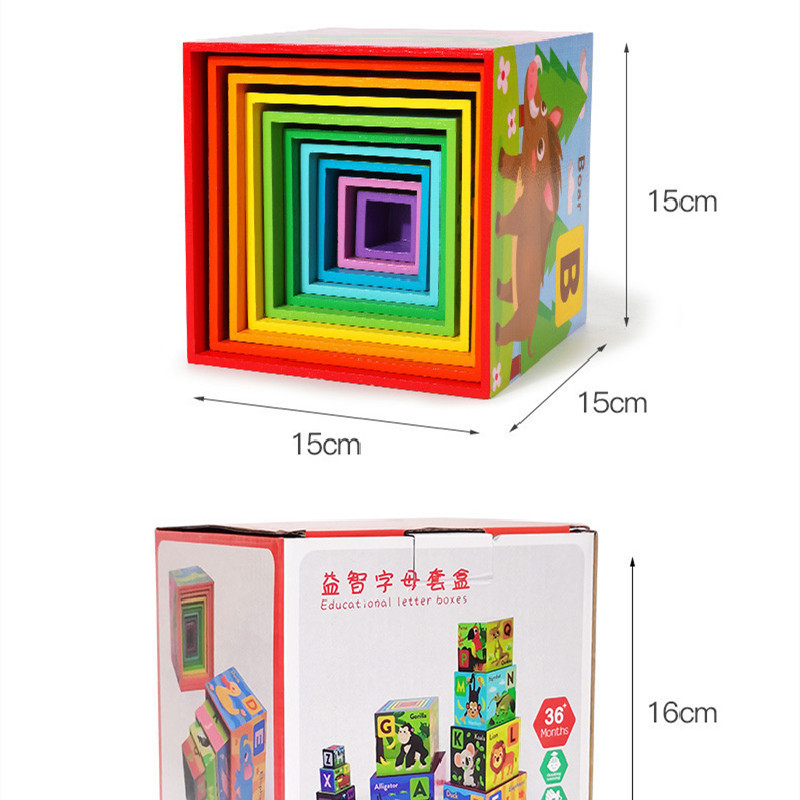 Montessori padre-niño material de enseñanza Centro de Educación Temprana juguetes educativos infantiles cuadrados 7-capa conjunto taza madera 7-capa conjunto caja