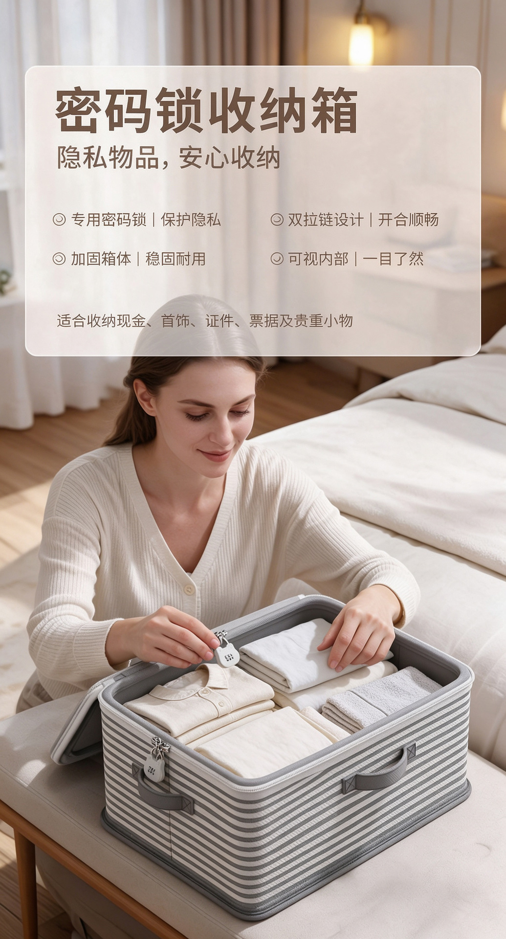 Lockable Storage Box Drawer Wardrobe Clothing Quilt Toy Organizer Foldable Password Storage Container