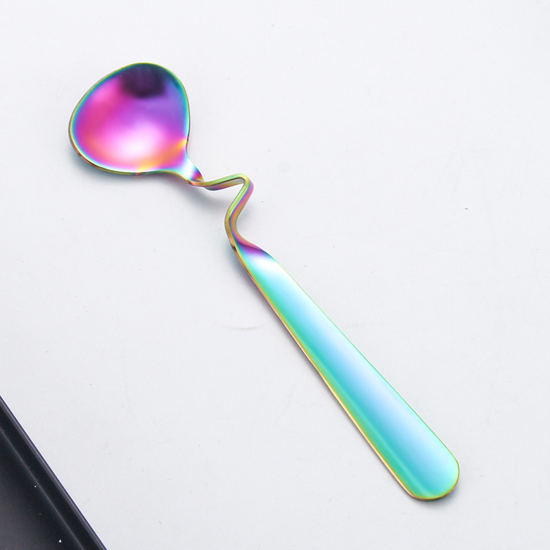 304 Stainless Steel Bent Handle Card Coffee Irregular Twisted Hanging Cup Edge Stirring Spoon Net_voghion.com