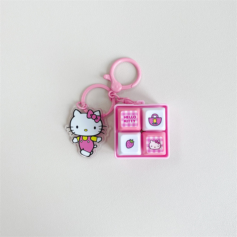 凯蒂猫hellokitty四宫格声光按键钥匙扣趣味解压发泄小玩具包挂件|undefined