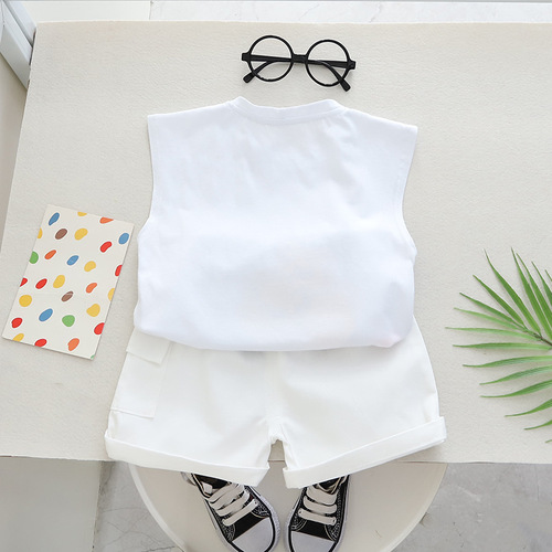 Children's vest suit boys thin Korean style children's clothing baby clothes summer girls two-piece set children's summer clothing trendy