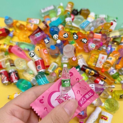 Miniature Blind Bags, Food and Toy Bottles, Mini Models, Realistic Food Toys, Resin Supermarket Decorations